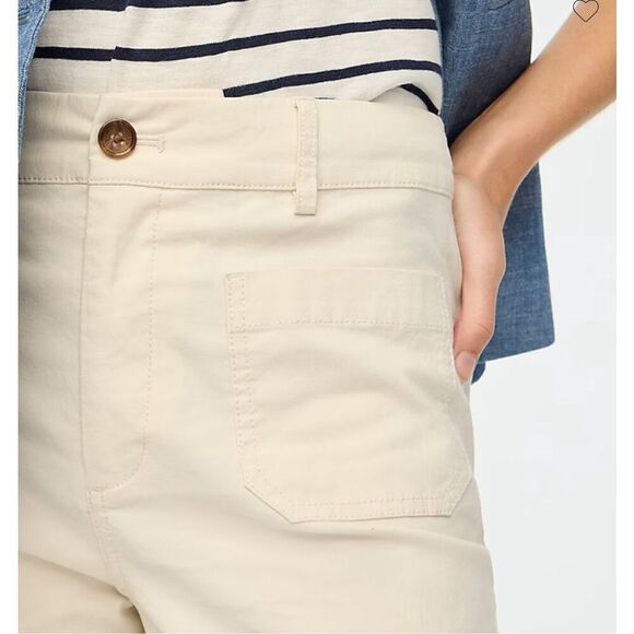 NWT J. Crew Factory Womens Ivory High-Rise Patch-Pocket Wide Leg Pants Size 32 - Picture 6 of 11